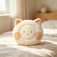 Coussin rond en peluche pour chat, rembourré en coton PP doux, pour les fêtes d'enfants