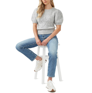 Exportation orientée à la mode décontracté col rond ou V manches courtes coupe ajustée élégant régulier longue longueur chandails pour femmes de BD - Product Image 3