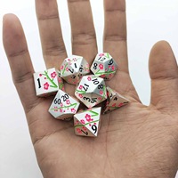 Vente en gros de dés métalliques Rpg mystère 7 pièces accessoires de jeu polyédriques mdn fleur de prunier ensemble de dés en métal avec emballage en boîte