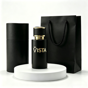 Flacon de parfum de luxe en verre noir avec col en aluminium, 30ml/50ml/100ml, étiquette personnalisée, boîte vide, pulvérisateur cosmétique à pompe, estampage doré - Product Image 3