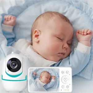 Visión nocturna Activación de voz Canciones de cuna incorporadas Vista PTZ Cámara inteligente para bebés de 3,2 pulgadas Babyfoon Monitor de conversación bidireccional para bebés