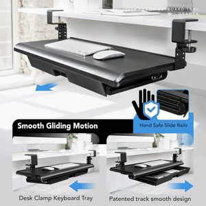 Kẹp trên dưới bàn Bàn khay bàn phím với ngăn kéo kéo ra Extender Bảng tập tin đính kèm nền tảng với lưu trữ tổ chức - Product Image 4