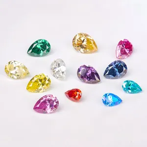 High Quality D color green and plated color VVS clarity Pear Shape Loose Moissanite price per carat