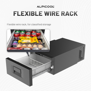 Réfrigérateur portable Alpicool, mini-réfrigérateur à zone unique, tiroirs métalliques, réfrigérateur de voiture, directement de l'usine, 12V-24V, faible bruit, OEM/ODM - Product Image 5