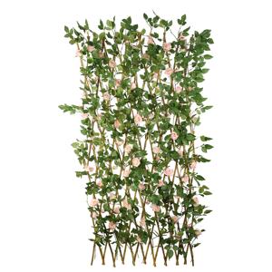 Faux plastique <span class=keywords><strong>rose</strong></span> fleur verte feuilles artificielles haie fleur plante clôture mobile pour la <span class=keywords><strong>d</strong></span>écoration de jardin de la maison - Product Image 1