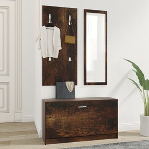 Juego de muebles modernos para pasillo, Zapatero personalizado <span class=keywords><strong>y</strong></span> <span class=keywords><strong>Perchero</strong></span> de <span class=keywords><strong>espejo</strong></span> <span class=keywords><strong>con</strong></span> ganchos - Product Image 1