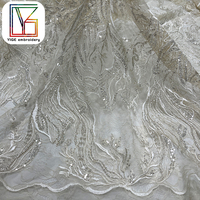 Haute qualité maille broderie avec perlé Sequin dentelle tissu luxe mariée Net perles paillettes Tulle dentelle tissu pour robe de mariée