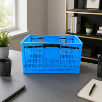 Caisse en plastique perforée empilable de qualité alimentaire, personnalisée, bleue, pour l'agriculture, réutilisable, pour le stockage des fruits et légumes