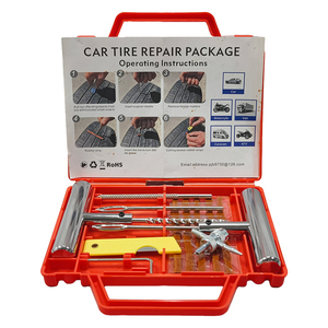 Kit de réparation de pneus portable d'urgence pour moto et voiture, avec patchs pour pneus tubeless et poignée, noir - Product Image 2