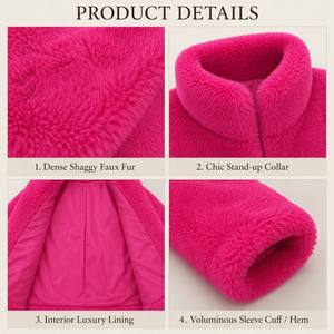 Mantel Wanita Bulu Imitasi Rajut Pendek Tebal Hangat Musim Dingin, Pakaian Luar Modis Streetwear, Model Longgar - Product Image 3