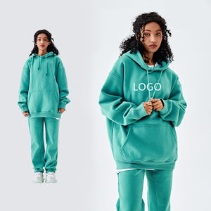 Conjunto de Sudadera con Capucha y Pantalones Deportivos Anchos sin Cordón, Estampado Personalizado del Fabricante, 500 g/m² - Product Image 1