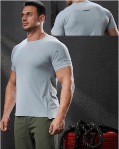 Camiseta blanca de cuello redondo para hombre con marca reflectante negra para hombre Gym Active camiseta de secado rápido logotipo personalizado Camiseta deportiva de manga corta - Product Image 4