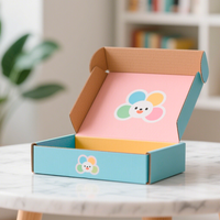 Boîte d'expédition en carton ondulé bleu bébé personnalisée, pliable, avec lamination mate et gaufrage, recyclable, emballage de produits cadeaux