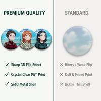 Nuevo Producto 2026: Pines de Personajes de Anime Japonés, Insignias 3D Lenticulares con Efecto de Movimiento y Reversible, Botones de Pimperón de Hojalata