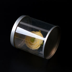 Custom Transparent Clear Plastic Window PVC <strong>PET</strong> Flower Box with Metal Tin Lid - Product Image 4