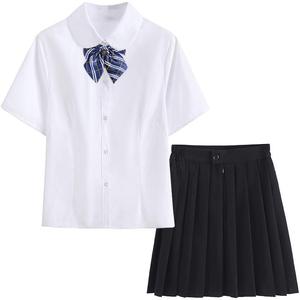 Japanese Style Jk Uniform White Shirt And <b>Navy</b> Skirt Set For High School Students Summer Wear - Product Image 5