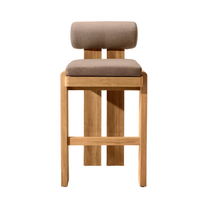 Chaise de bar et de salle à manger moderne en teck massif mobilier d'extérieur pour cour, patio, hôtel et parc - Product Image 2