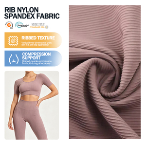 Stretch Jersey Stribe Ribbed 4 Way Stretch Rib Nylon Spandex Fabric for Running - Product Image 1