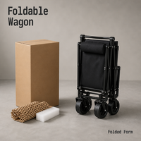 Chariot utilitaire pliable d'extérieur à quatre roues avec poignée réglable et design de rangement compact