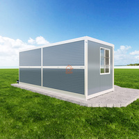 Maison conteneur modulaire pliable en acier de 20 pieds avec panneaux sandwich, véranda moderne mobile personnalisée en verre pour camping et villégiature extérieure