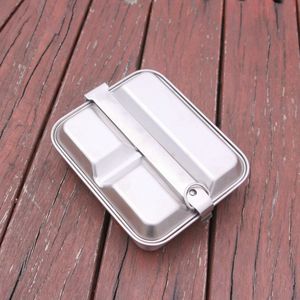 Olla de acero inoxidable 2 en 1 de 800-1000 ml con 3 compartimentos para viajes al aire libre, camping, lonchera y cocina. - Product Image 1