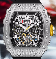 Montres automatiques étanches en acier avec calendrier complet et cristaux de diamant, conçues et fabriquées en usine pour la marque privée des clients