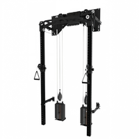 Appareil de musculation multifonction mural pliable avec blocs de poids, rack à squats et système de poulies fixe pour exercices à câble croisé