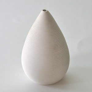 JIA SHUN Moderne mat blanc ondulation rainure chinois en céramique vase à fleurs pour la décoration intérieure - Product Image 3