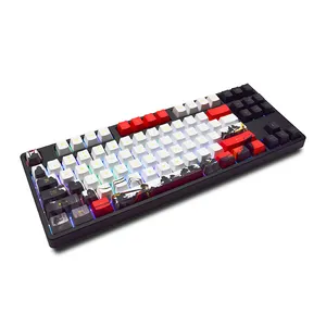 Aflion teclado mecânico de 87 teclas, alta qualidade, luz colorida, totalmente anti-fantasma, painel de metal para pc