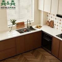Armoires de cuisine sur mesure haut de gamme SLS, armoires modulaires modernes bicolores pour les projets de rénovation de villas et d'appartements