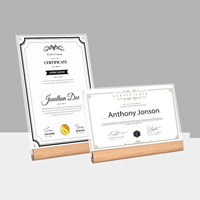 Cadre photo A3 en bois de noyer et acrylique écologique avec support de table incliné, Breveté, pour menu, prix, carte de table et affichage en magasin