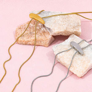 जूलिम गहने 18k सोने की प्लेटेड सुपर लंबी सांप श्रृंखला ब्लॉक पुल शैली टासेल नेकलेस स्टेनलेस स्टील गहने थोक - Product Image 6