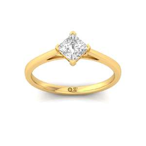 Bague de fiançailles, de mariage et d'anniversaire en or massif avec diamant de laboratoire taille princesse, couleur fantaisie intemporelle et luxueuse pour femme - Product Image 1