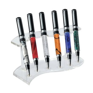 Espositore per 6 Penne in Acrilico Cristallino con Motivo Quadrato e Triangolare, Portapenne Versatile - Product Image 2