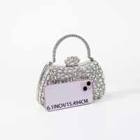 Bolso de Noche Curvo de Lujo con Pedrería Completa, Asa de Cristal con Forma de Hoja Marquesa y Diamantes, Cartera de Fiesta para Mujer para Boda y Baile de Graduación