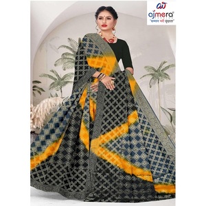 Sari en coton Ajmera Suti de Ajmera Fashion Limited, mode ethnique, élégant, doux, imprimé, traditionnel, pour femmes, pour fêtes, Diwali, mariages - Product Image 3