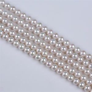 <span class=keywords><strong>Collana</strong></span> di Fili di <span class=keywords><strong>Perle</strong></span> <span class=keywords><strong>Akoya</strong></span> d'Acqua Dolce Rotonde Bianche Naturali Grado AAAAA da 7-8 mm - Product Image 1