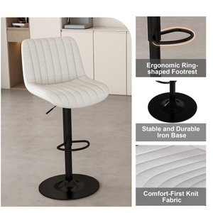 Modern Swivel <b>Bar</b> <b>Stools</b> with <b>Adjustable</b> Height (35.03-43.7 Inches) Backrest Velvet Fabric-Hotel Dining Use Commercial Furniture - Product Image 5