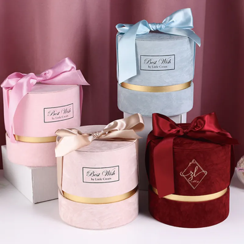 new design paper velvet box custom logo luxury new cute velvet box flower for wedding