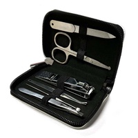 Ensemble de manucure 7 pièces, outils de soin des ongles, kit de toilettage portable de voyage, étui en cuir PU à fermeture éclair, sublimation personnalisée, promotionnel