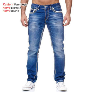 Jean en denim décontracté de haute qualité, respirant, taille mi-haute, coupe slim, avec trous, extensible, style streetwear, coupe droite - Product Image 2