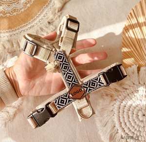 Chaleco ajustable sin tirones para mascotas, fabricante de diseñador de lujo, conjunto de Correa y cuello de Jacquard Premium bohemio, conjunto de arnés de nailon personalizado para perros - Product Image 2