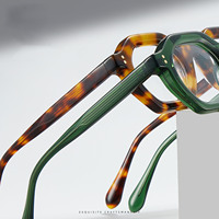 Monture de lunettes carrée rétro épaisse de haute qualité, transparente, personnalisable, pour verres correcteurs, en acétate vert