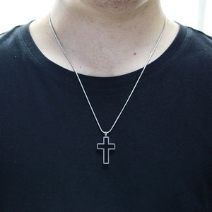 Collar con colgante de urna de cremación de cruz cristiana de acero inoxidable personalizado al por mayor para cenizas - Product Image 5