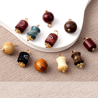 Perles décoratives en bois naturel vintage en forme de baril, boutons grenouille chinois Hanfu, accessoires de fabrication de bijoux, vente en gros