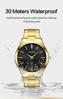 1096 Montre de luxe pour homme, tendance, simple, étanche, en acier inoxydable, double bouton, étanche 3ATM, mouvement à quartz