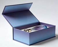 Boîte rigide de luxe à couvercle rabattable, dégradé violet-bleu, style livre, avec insert en EVA moulé, pour parfum et spiritueux haut de gamme, emballage écologique