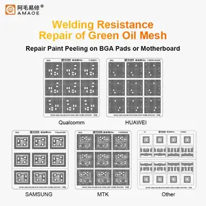HI36A0 HI3690 किरिन 980 990 9000 9000s के लिए AMAOE सोल्डर मास्क रिपेयर BGA रीबॉलिंग नेट मदरबोर्ड BGA IC ग्रीन ऑयल स्टैंसिल
