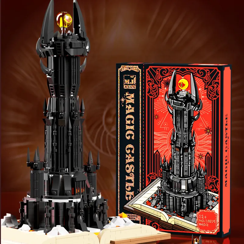 Hitam kreatif menara buku ajaib bangunan blok buku ahli ide batu bata gelap menara dengan lampu 13018 Dekorasi mainan untuk anak-anak hadiah