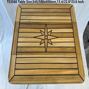 Available in 3 Sizes Sliding <b>Folding</b> Teak Tabletop Star Pattern for Yacht RV Marine Accessories Cross-Border E-Commerce Product - Product Image 3